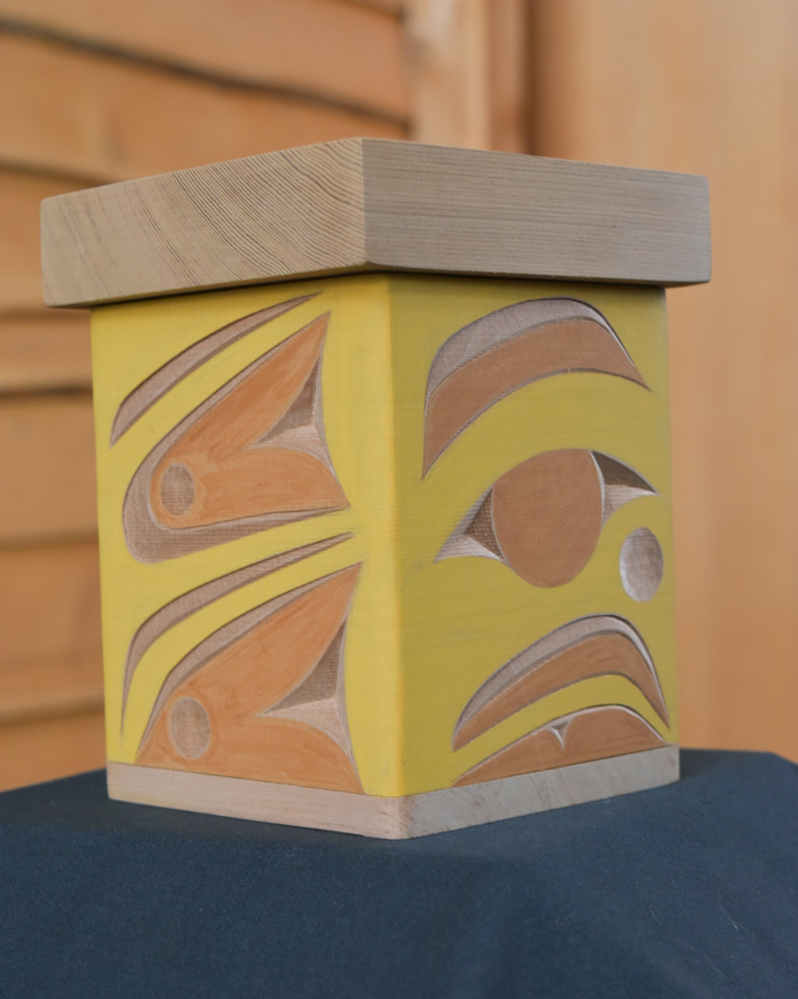 Whimsical Gold Finch Bentwood Box - Andy Peterson (Skokomish